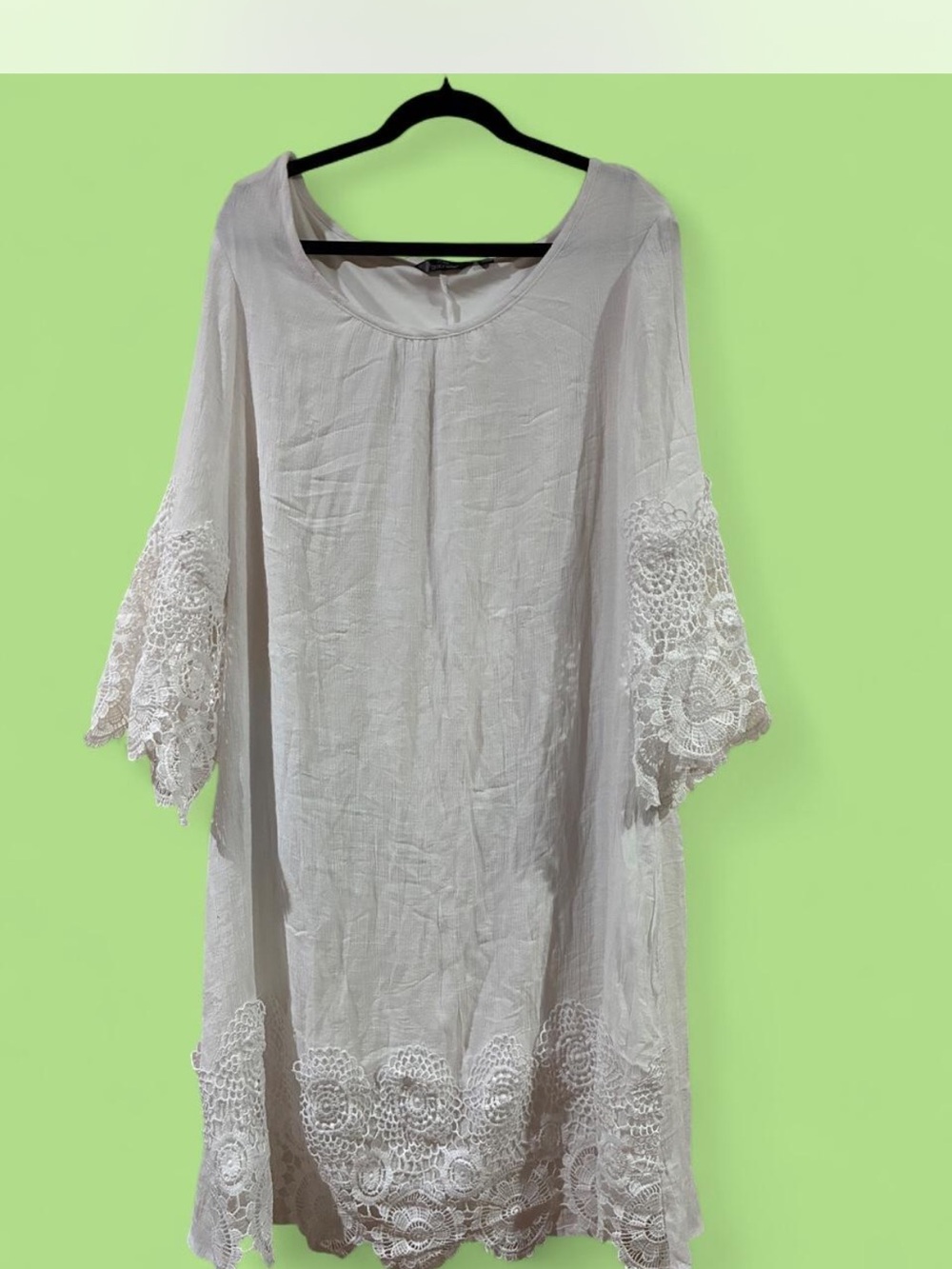 Mlle Gabrielle White Crochet-Trim Tunic Dress